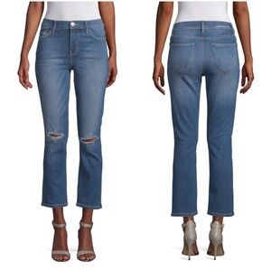 NEW $218 Current Elliot High Rise Straight Jeans denim distressed 119